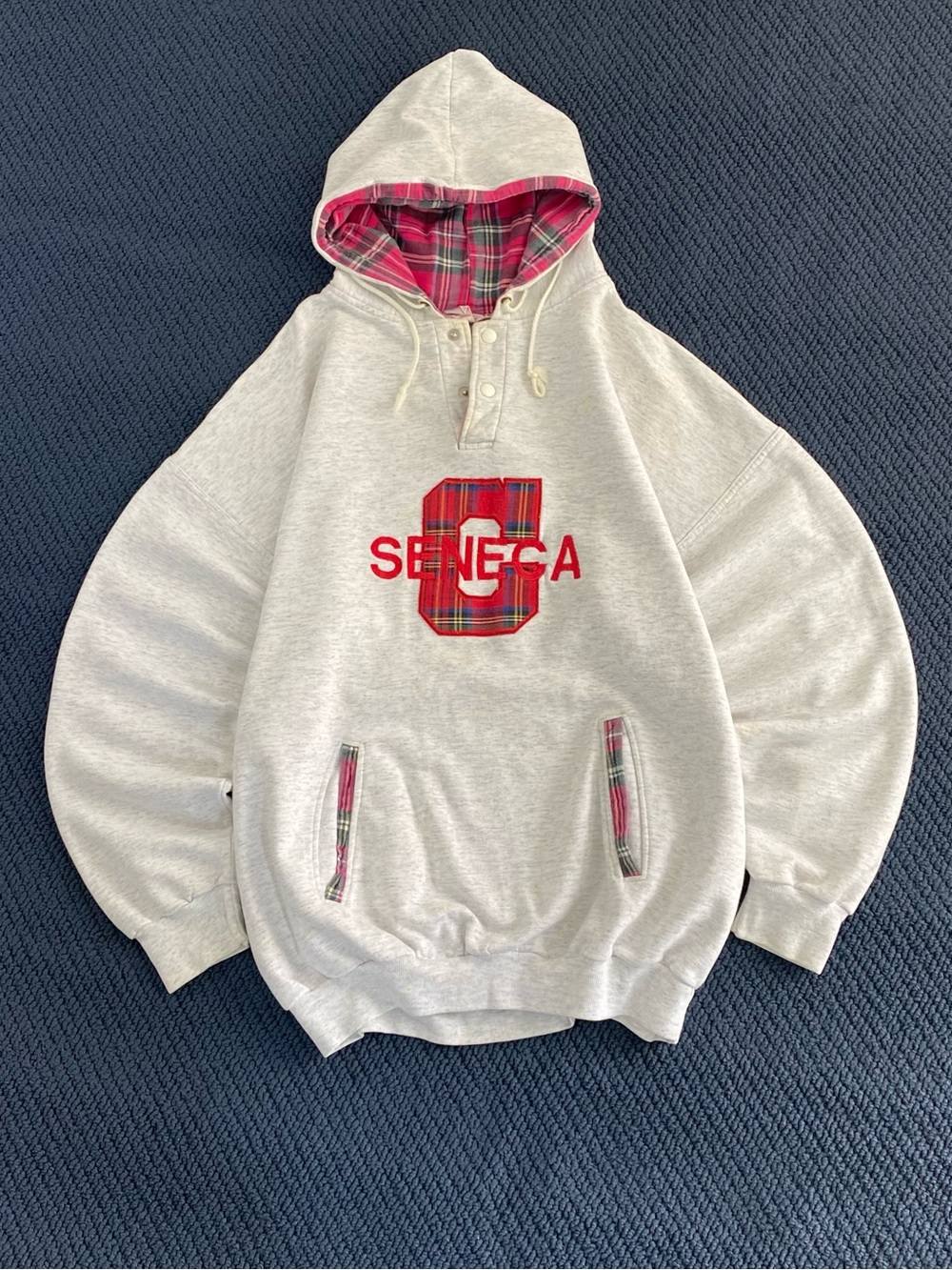 Vintage 90s Senega Embroidered Plaid Hoodie